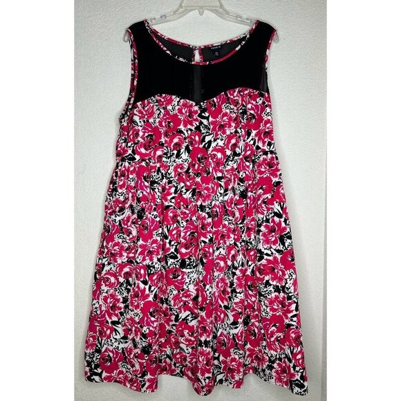 torrid Dresses & Skirts - Torrid Dress Size 20 Black Pink Sleeveless Floral Sheer Mesh Neck Keyhole Back